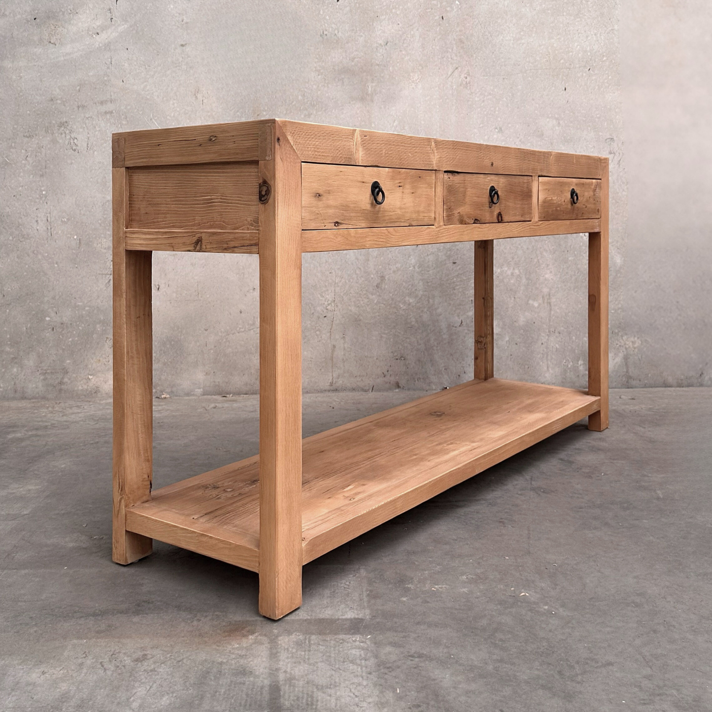 3 Drawer Console with Shelf | Rustic