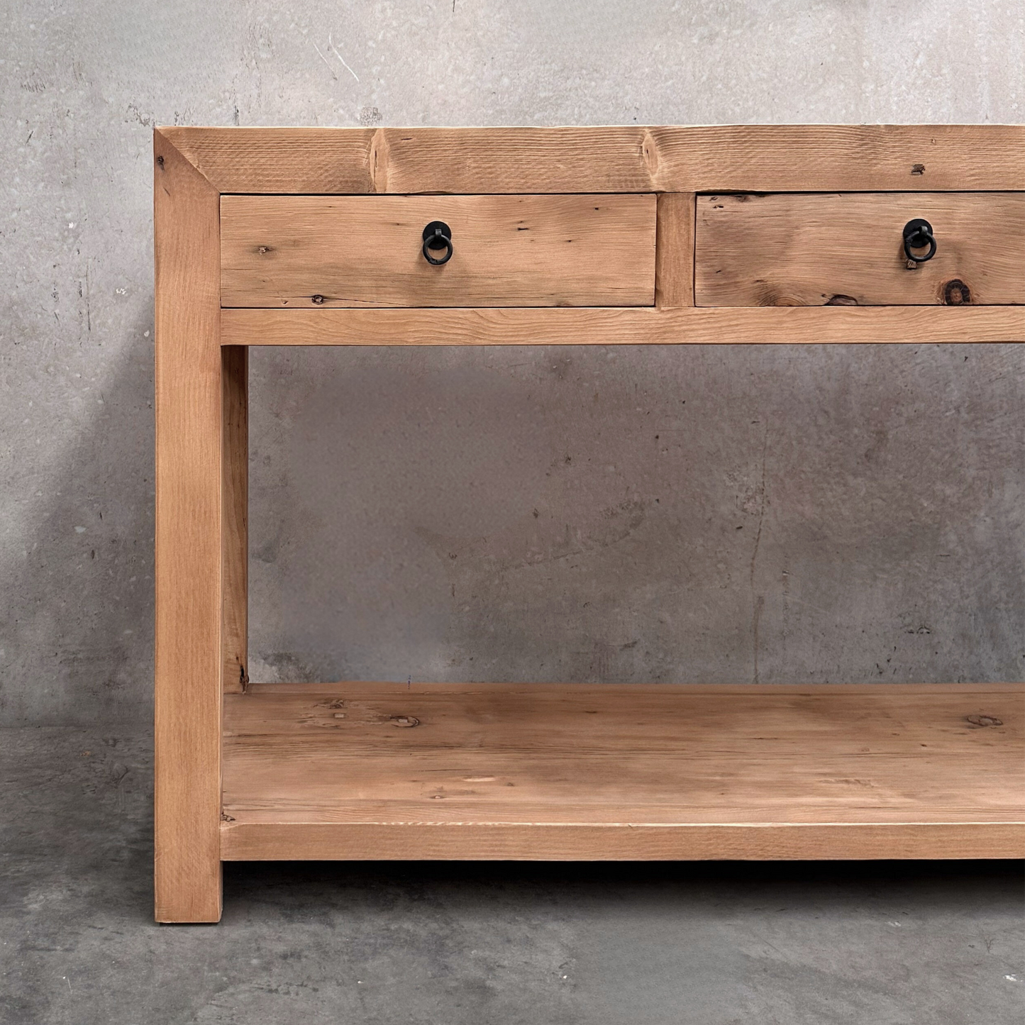 3 Drawer Console with Shelf | Rustic