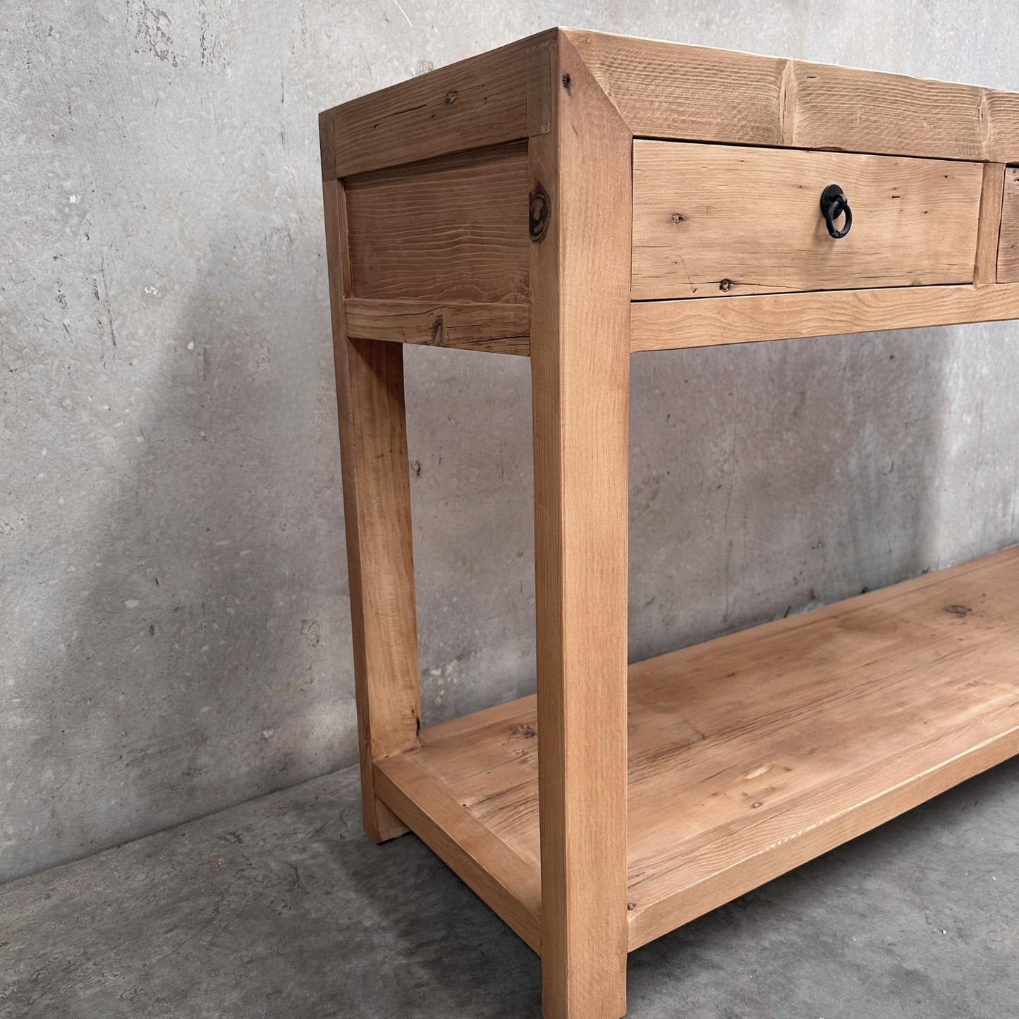 3 Drawer Console with Shelf | Rustic