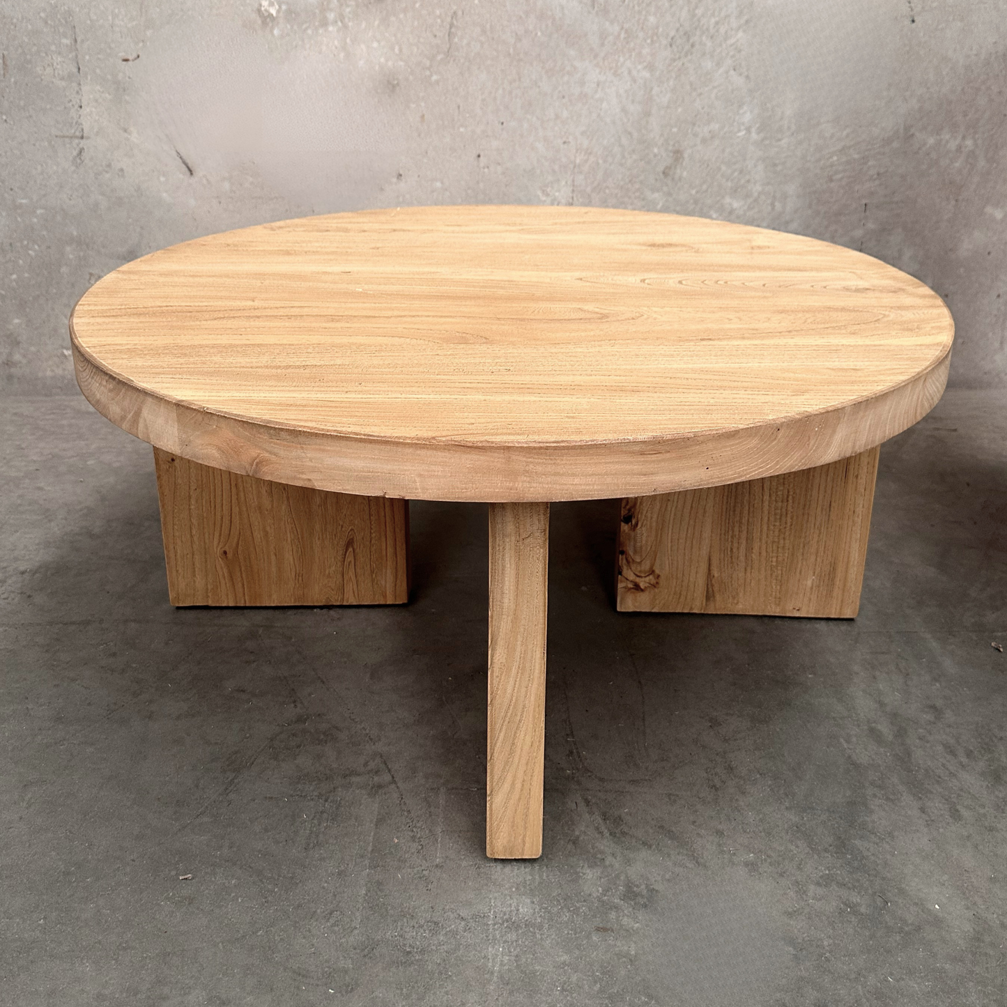 Round Panelled Coffee Table (90) | Natural