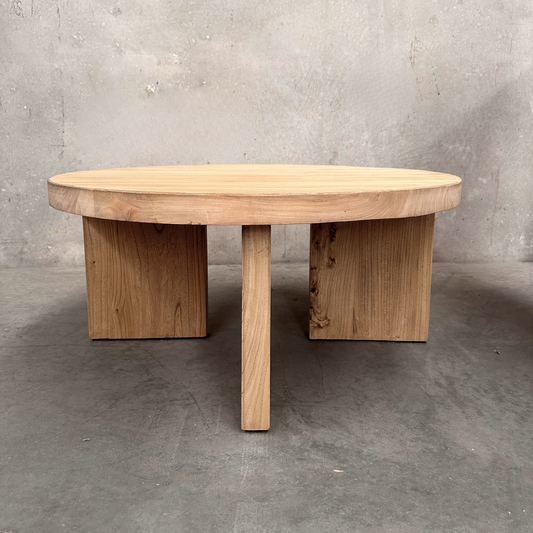 Round Panelled Coffee Table (90) | Natural