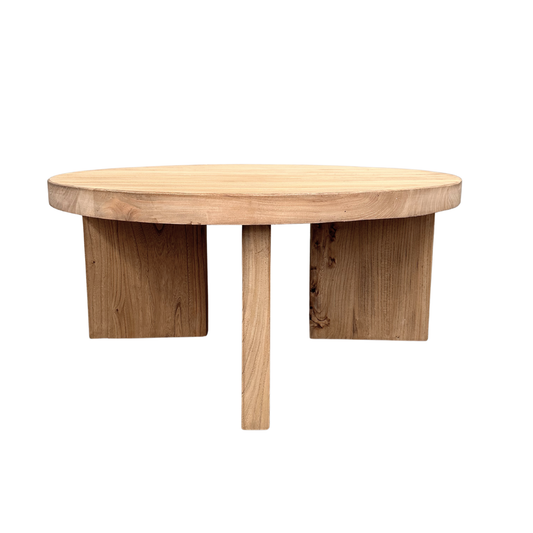 Round Panelled Coffee Table (90) | Natural