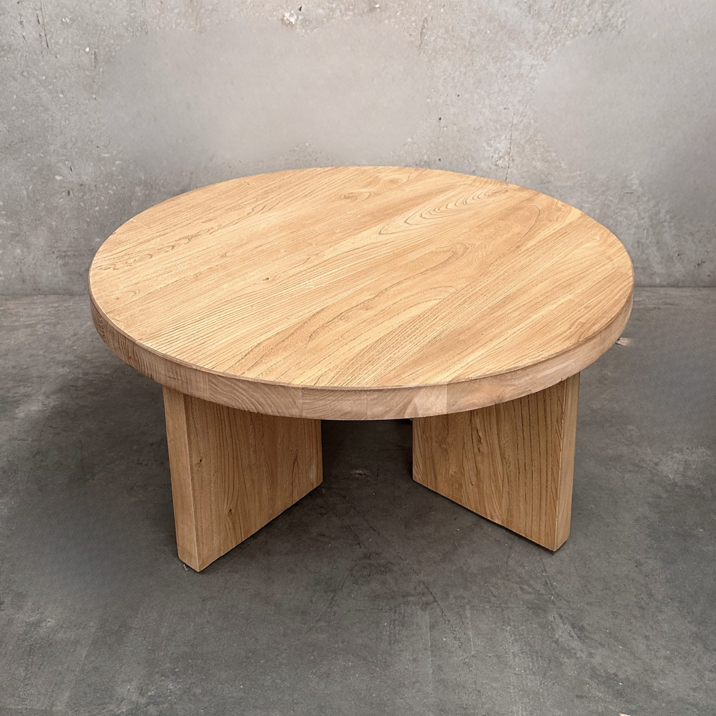 Round Panelled Coffee Table (90) | Natural