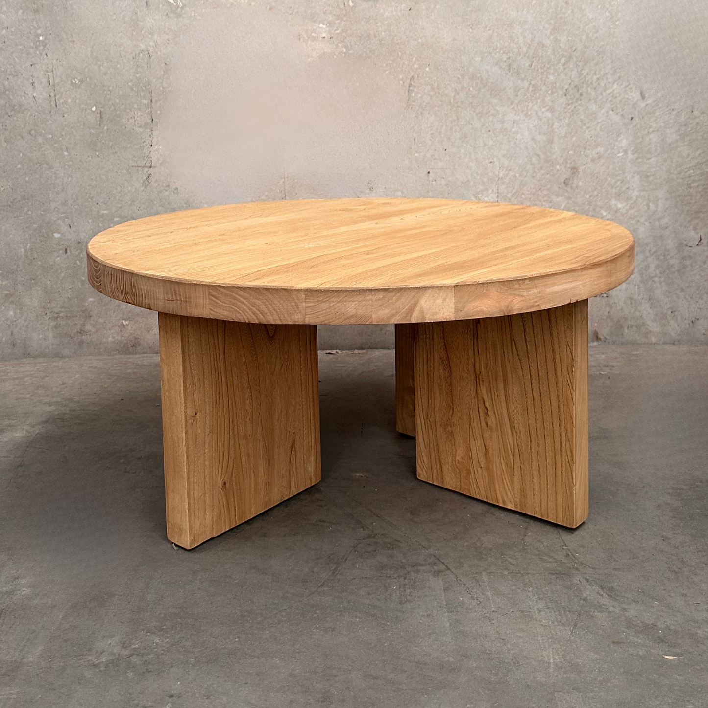 Round Panelled Coffee Table (90) | Natural