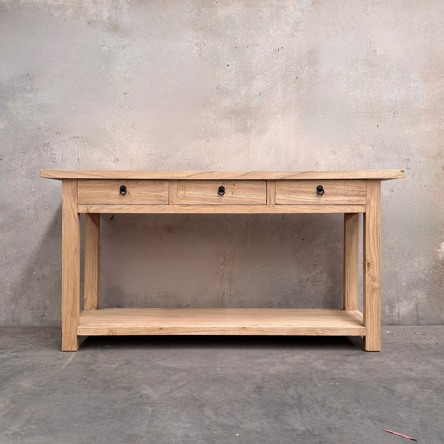 3 Drawer Console Overhang with Shelf | Natural