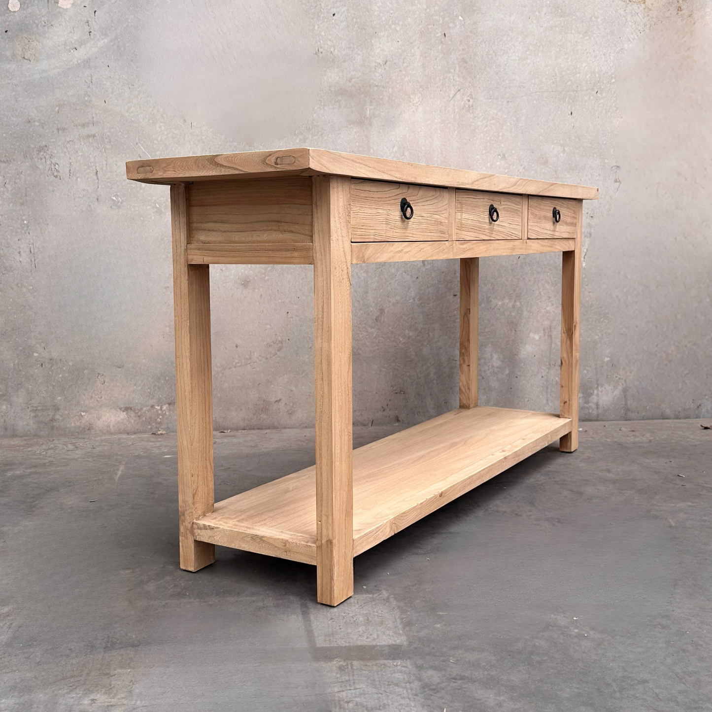 3 Drawer Console Overhang with Shelf | Natural