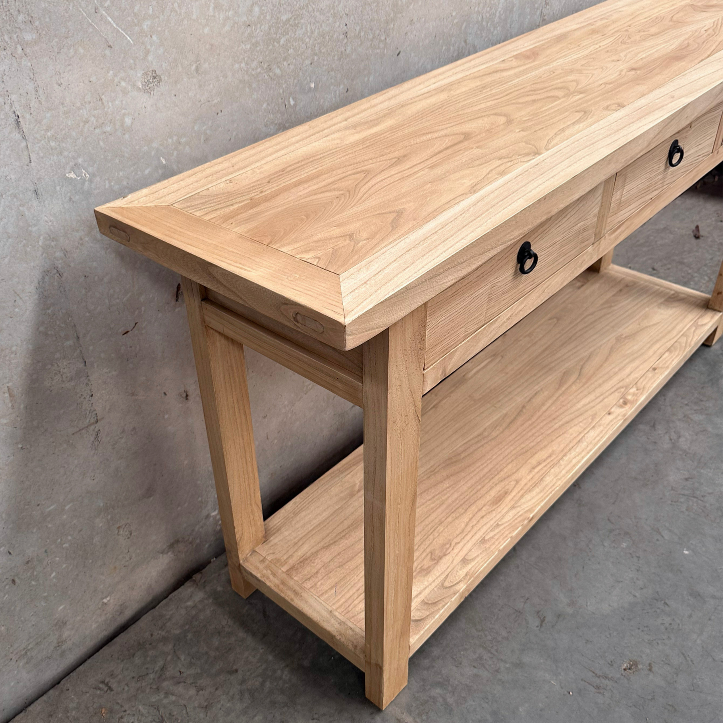 3 Drawer Console Overhang with Shelf | Natural