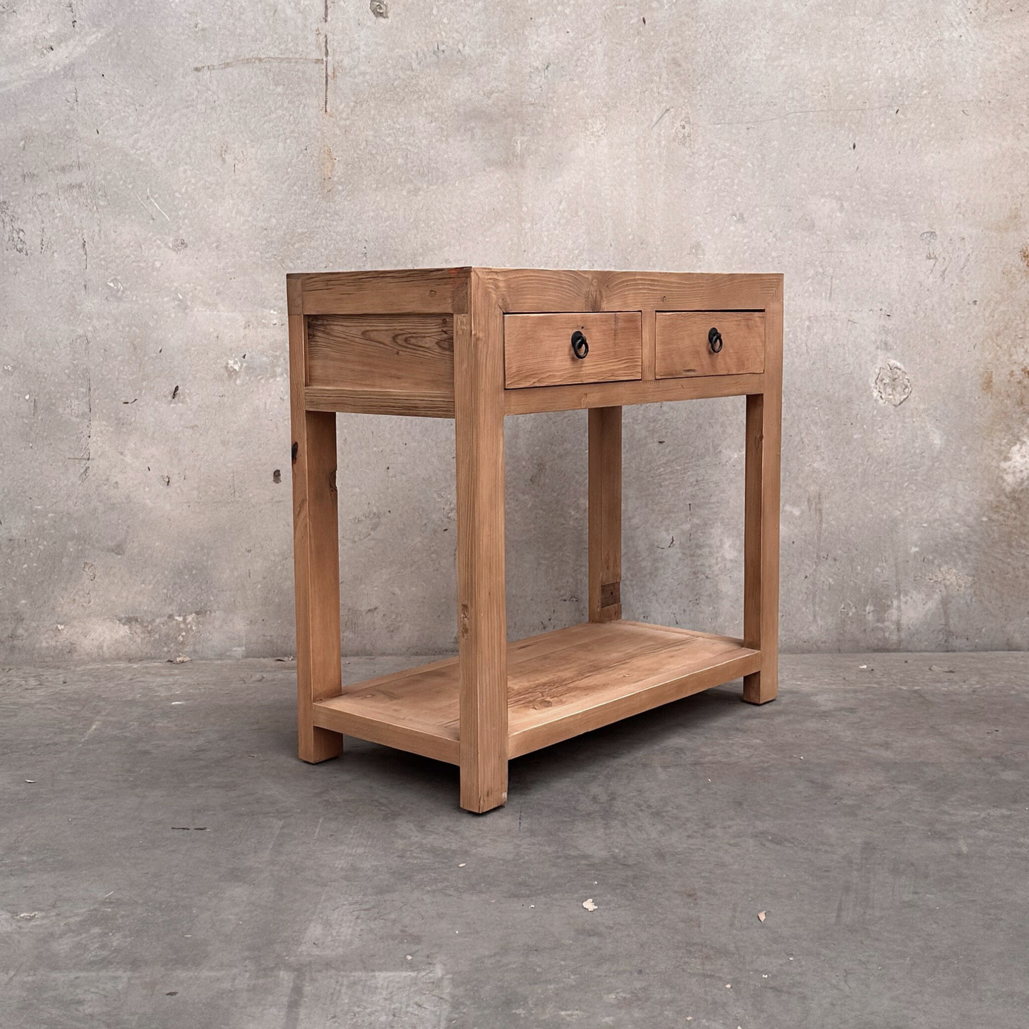 2 Drawer Console with Shelf | Rustic