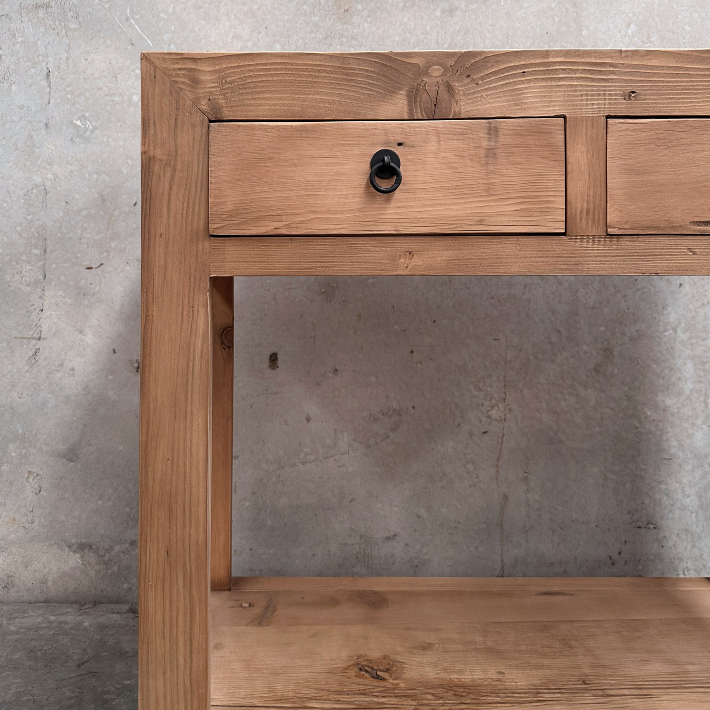 2 Drawer Console with Shelf | Rustic