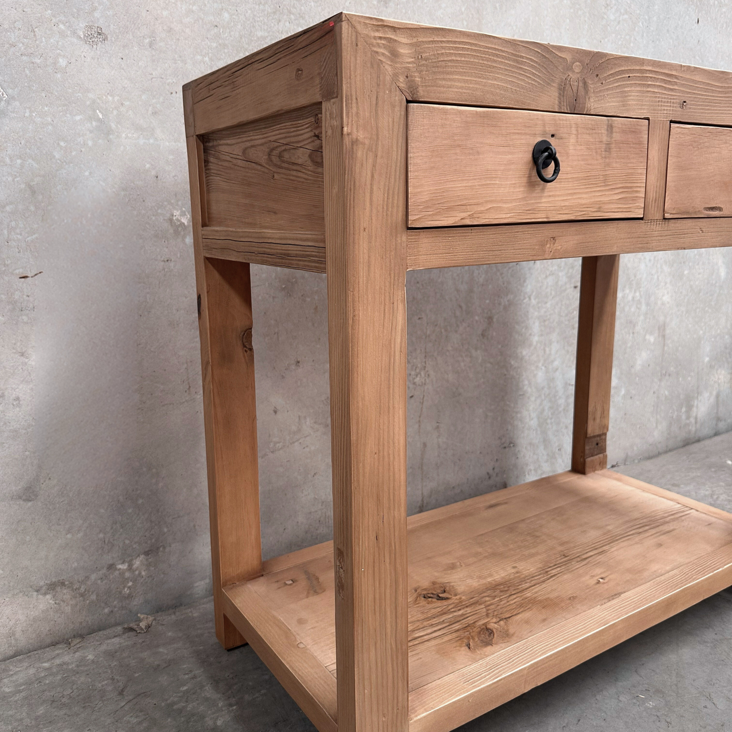 2 Drawer Console with Shelf | Rustic