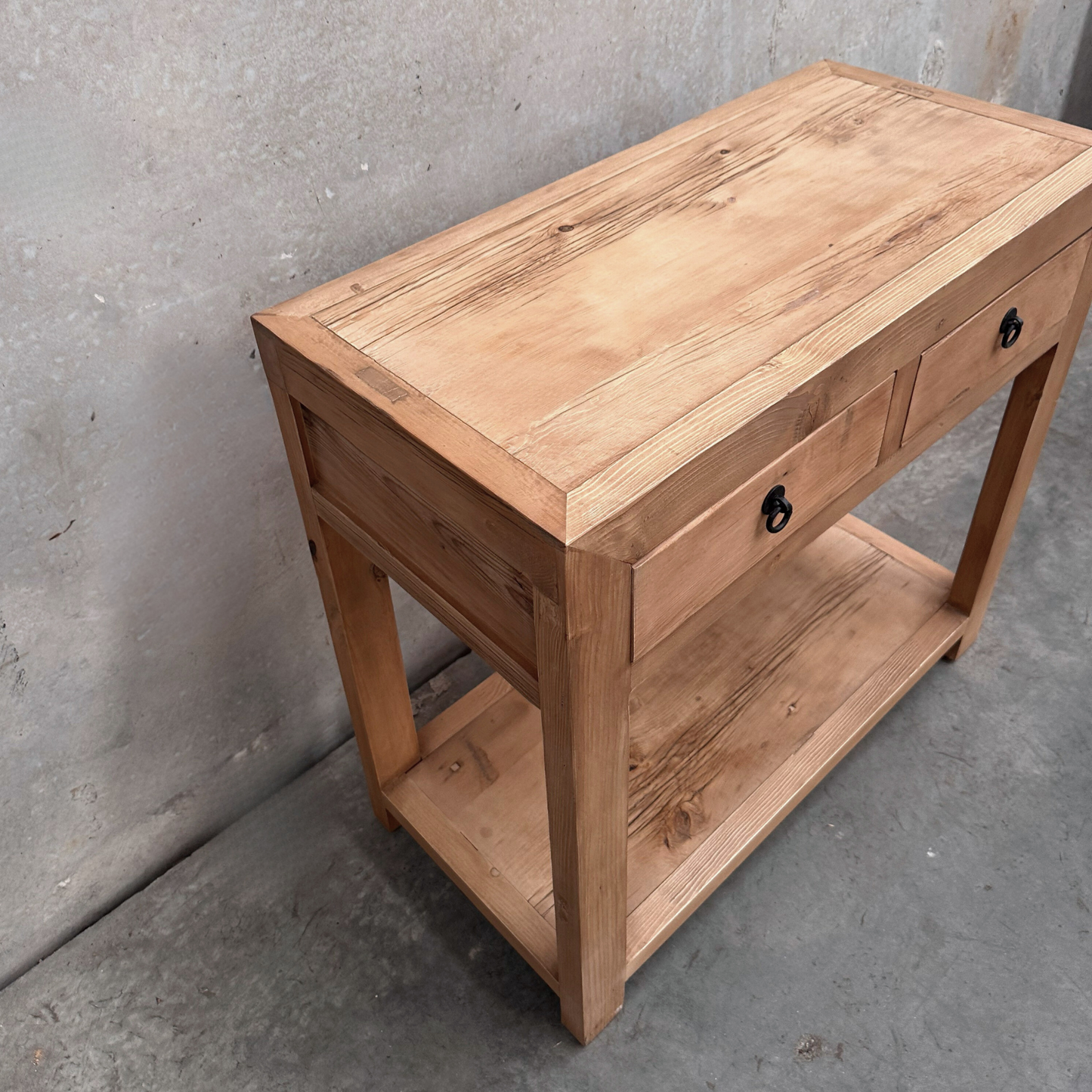 2 Drawer Console with Shelf | Rustic