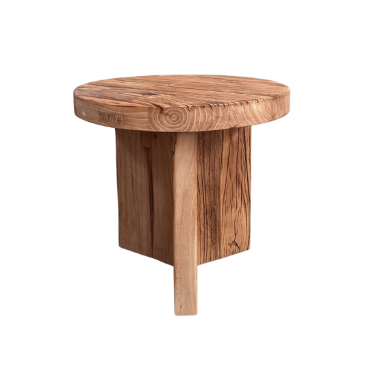 Round Panelled Side Table (50) | Rustic