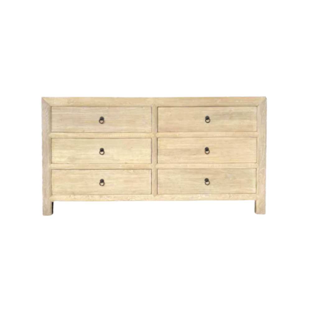 6 Drawer Elm Cabinet Asian Tide