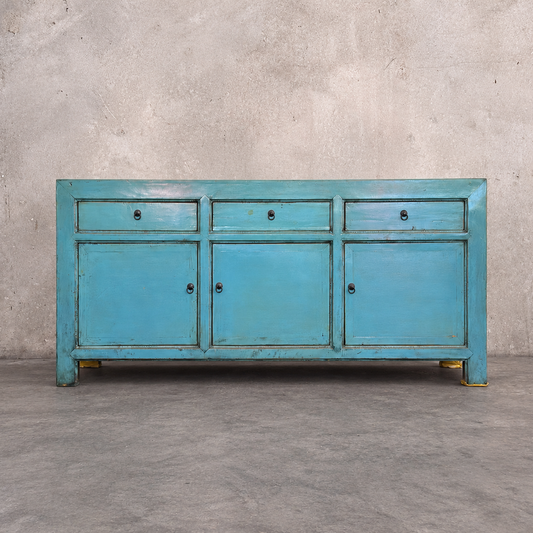 3 Drawer 3 Door Teal Buffet | Painted