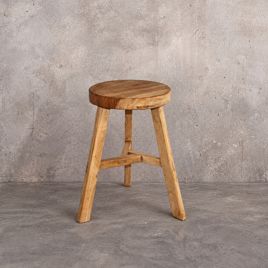 Round Low Stool | Rustic
